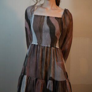 Wilfred Tempest Dress Long Sleeve in Multi Tone Earth Colours Sz Small Like New